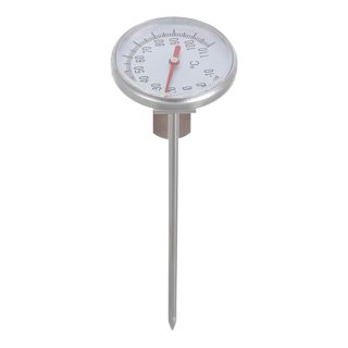 Zerodeko Thermomètre Contrôle Précis Température Cuisine en Acier Inoxydable avec Sonde Longue Argentée pour Huile et Sirop, Cuisine