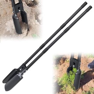 Bêche à trous - 154 cm - Deux lames tranchantes pour briser la terre, creuser, cultiver, désherber - Outil de perçage manuel pour poteaux - Pelle de jardin