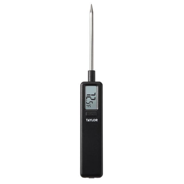 Taylor Mighty Mini thermomètre à viande numérique à lecture instantanée pour cuisiner et griller, plage de -40 °C à 230 °C, format de poche compact avec interrupteur marche/arrêt, noir