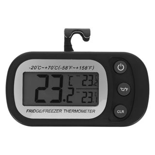 TOYANDONA Thermomètre Électronique Noir avec Dos Magnétique et Enregistrement Automatique Température Cuisine et Chambre Froide, Matériau Abs Solide