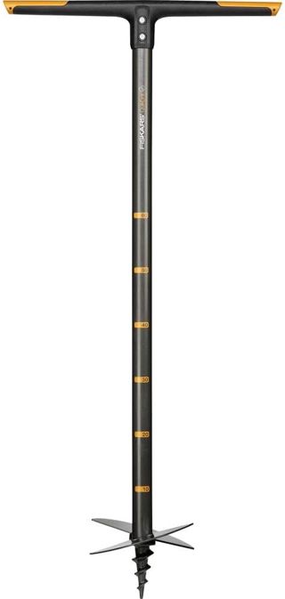 Fiskars Tarière manuelle graduée, Trous jusqu'à 20 cm de diamètre, Noir/Orange, QuikDrill, Taille: L, 1000640
