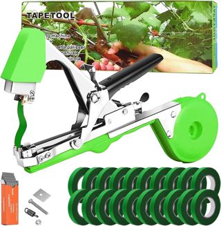 Machine à Nouer Les Plantes, Machine à Taper Nouer Branches, Outil Agriculture Plante de Jardin Machine avec 20 Rouleaux de Ruban Adhésif Vert pour Jardin Fruits Légumes Fleurs Tomates Vigne