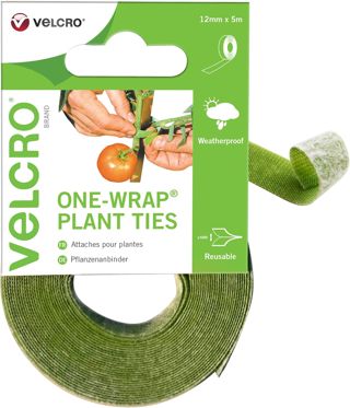 Velcro Marque One-Wrap Ruban Auto-Agrippant Pour Plantes, 12 Mm X 5 M, Vert - Solution Sécurisée Réutilisable Et Respectueuse Des Plantes Pour Sangles D’Attaches Pour Les Arbres Et Plantes