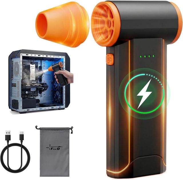 Souffleur d'Air Comprimé Électrique 110000RPM, Nettoyeur Clavier sans Fil, Jet Fan Puissant pour PC, Voiture et Maison, Alternative aux Bombes d'Air Sec, Dépoussiérant Portable Rechargeable (noir)