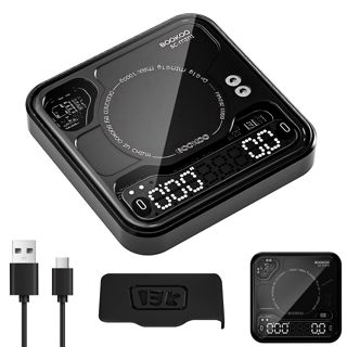 BOOKOO Balance Café avec Minuterie, 0,1 g & 0,1 g/s Haute Précision, USB Rechargeable, 3 Modes, App de connexion Bluetooth, Mini Balance de Précision pour Espresso, Café Filtre, Slow Coffee