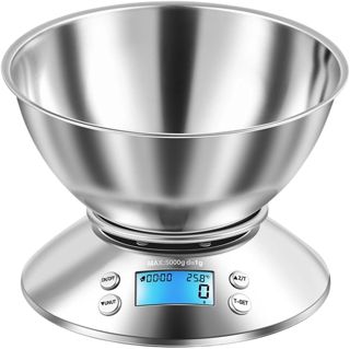 Balance de cuisine numérique avec bol amovible, balance alimentaire en acier inoxydable pour la cuisine et la pâtisserie, avec capteur de température et minuterie