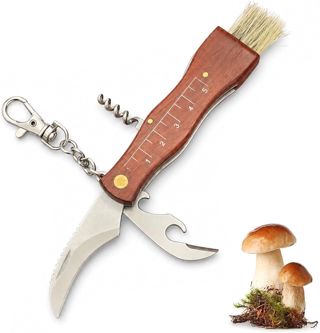 BCZR Couteau de Champignon en Acier Inoxydable,Avec Pinceau,Pliable