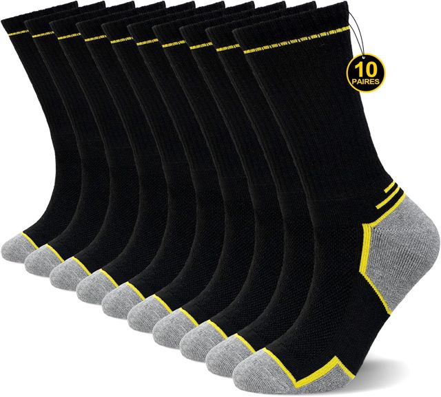 Chaussettes Travail Homme Femme: Chaussettes Anti Ampoule Respirantes Renforcées Talon & Pointe Sans Couture Rembourrées Avec Semelle Acolchonée Pour Chaussure de Sécurité Construction Sport