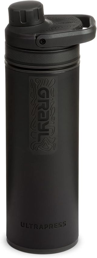 GRAYL UltraPress 500 ml Filtre à eau pour l'extérieur Eau potable I Élimine 99,99% de toutes les bactéries et virus I Parfait pour le camping, la survie et les voyages (Covert Black)