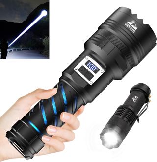Lampe Torche LED Ultra Puissante 1000000 Lumens, Grande Torche, Zoom