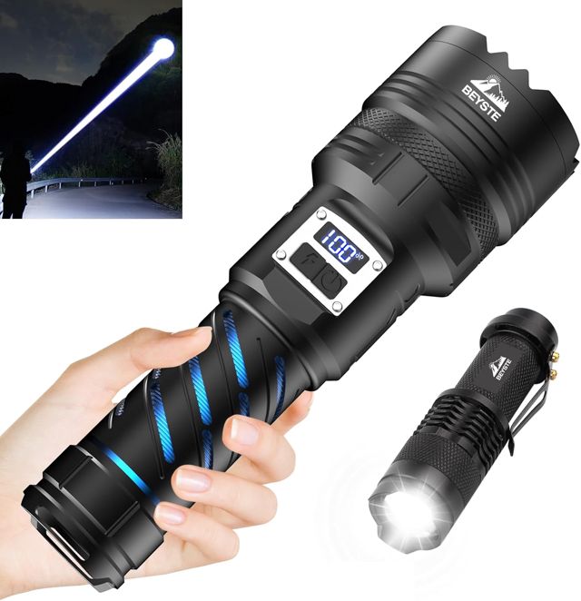 Lampe Torche LED Ultra Puissante 1000000 Lumens, Grande Torche, Zoom