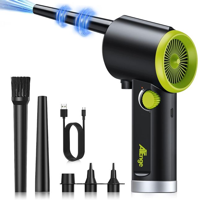 ATEngeus Dépoussiérant Puissants électrique, Dépoussiérant à air Comprimé à vitesse continue, Souffleur Air Comprimé pour le nettoyage du clavier, Souffleur PC d'air rechargeable