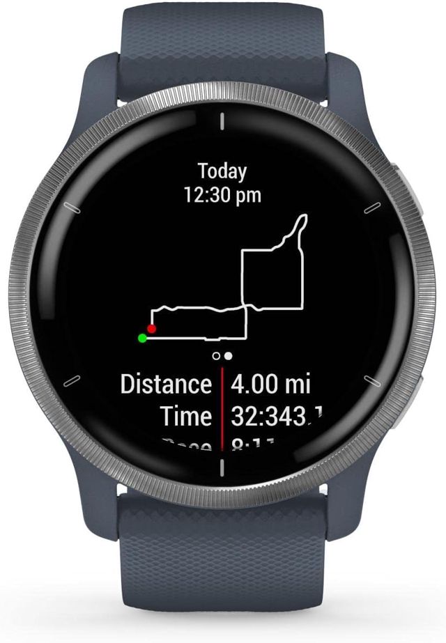 Garmin Venu 2 - Montre connectée GPS Multisports avec écran AMOLED, autonomie Longue durée (11 Jours) – Gris avec Bracelet Noir - Boîtier 45 mm
