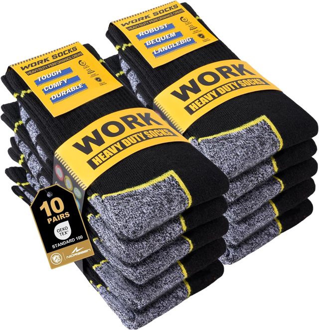 Niorasen Chaussettes Travail Homme 6/10 Paires, Renforts Talon Orteils