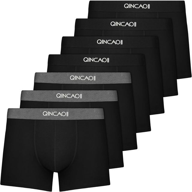 QINCAO Boxers Homme Lot de 7 en Coton, Coffret Cadeau, Extra Doux