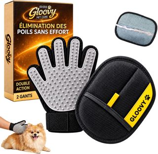 Gloovy Gant Anti Poils Animaux Chien et Chat 2 en 1