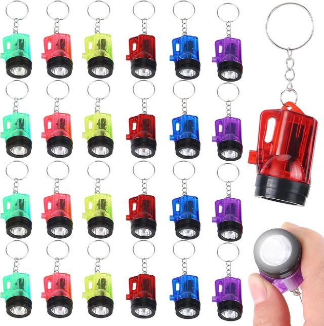 JSMTKJ 24 pcs Mini Lampe de Poche Porte-clés en Forme de Lampe de Poche