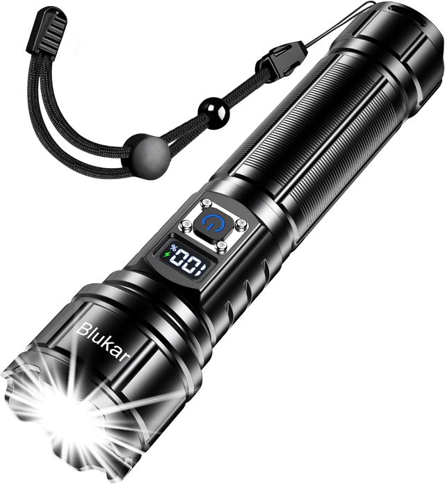 Blukar Lampe Torche LED Ultra Puissante Super Lumineux Rechargeable 5000mAh