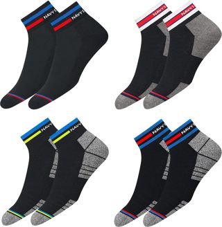 NAVYSPORT Originales Chaussettes Sport Homme Femme Coton Coussin - Lot de 4 Paires Socquettes Courtes Quart Basses Unisexe, Combo assorti