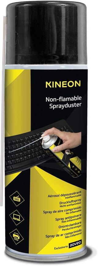 KINEON Gaz dépoussiérant ininflammable 400 ml, aérosol air sec pour clavier ordinateur PC, matériel électronique, bureau, nettoyage de précision sans résidu 901007
