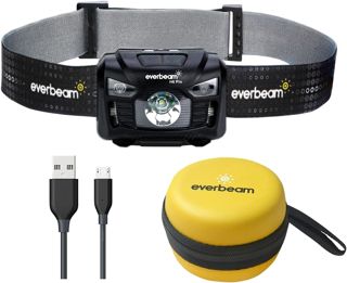 Everbeam Lampe Frontale LED H6 Pro, Détection de Mouvement, Éclairage : 650 Lumens, Autonome 20 Heures, Batterie 1200mAh Rechargeable USB (1 Pack)