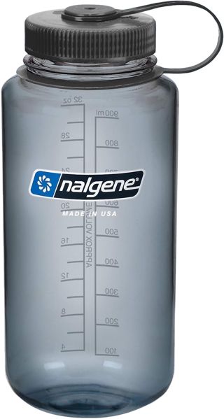 Nalgene Tritan sans BPA Large Bouteille d'eau à la Bouche, 32 Oz, Gris avec Couvercle Noir