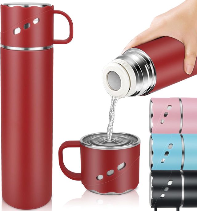 Bouteille Isotherme 550ml, Gourde Isotherme Double Paroi Isolée sous Vide Acier Inoxydable, Mug Isotherme sans BPA Froid&Chaud en Métal- Bouteille d'eau pour Enfant & Adulte, Sport, Gym, école (Bleu)