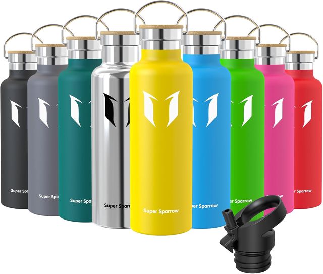 Super Sparrow Gourde Isotherme - Bouteille Isotherme - 750ml - Gourde Inox Bouche Standard - Gourde Sport Étanche - Gourde Enfant sans BPA, pour Sport, Gym, Voyage
