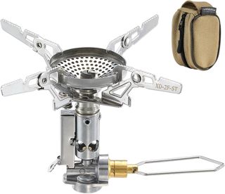 Campingmoon Portable Réchaud de Camping Réchaud de randonnée ultraléger avec équipement de randonnée en plein air 4-Flex avec micro-régulateur