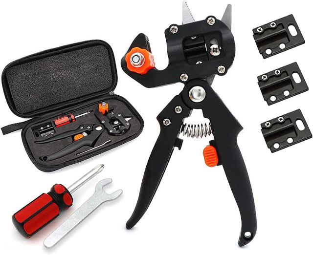 Sécateur Jardin, LEADSTAR Jardinage Ciseaux à Greffer Professionnels, Kit Jardinage pour Arbre Fruitier Twig Vine, Pince à Greffer de Plantes, Outils Sécateur Lames Poignée de Confort Coffret Cadeau