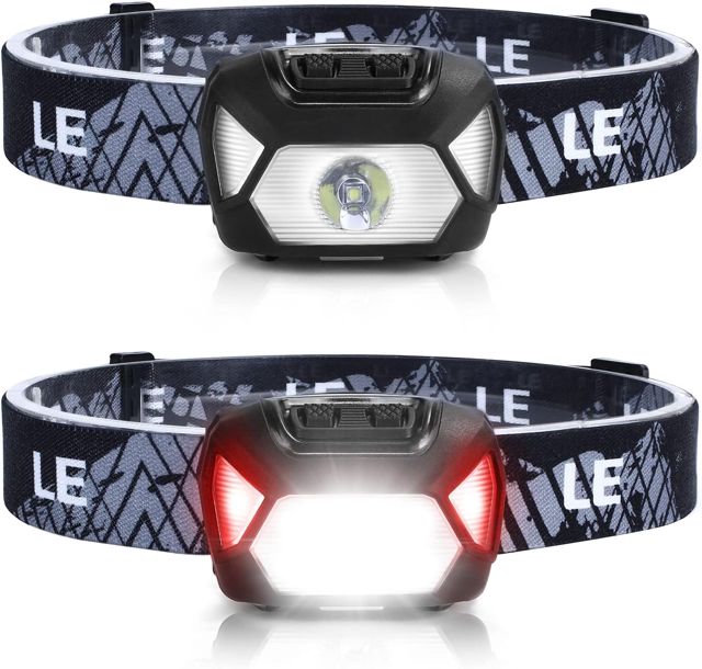 LE Lampe Frontale à Piles (non inclus), C500 Torche Frontale LED 1300lux Concentrée Diffusée 6 Modes avec Lumière Rouge, IPX4 Étanche Ultra-Léger pour Course, Randonnée, Pêche