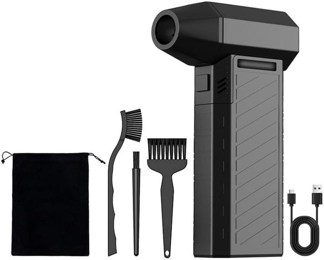 Souffleur électrique haute vitesse avec moteur sans balais de 150 000 tr/min, rechargeable à air comprimé pour le nettoyage de clavier de PC, de voiture, comprend 8 buses et brosses, (CL02mini)