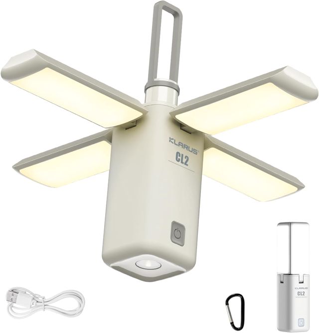 KLARUS CL2 Lampe Camping Multifonctionnelle, 10000 mAh rechargeable Lanterne Camping déformable, 750 lumens ,8 modes d'éclairage, lanterne LED étanche IPX5 pour tentes, pêche, randonnée d'urgence