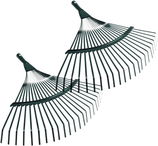 Râteau à Feuilles pour Jardin 22 Dents en Acier, Lot de 2
