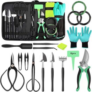 Kit d'outils pour bonsaï Professional 20 pièces - Ensemble Complet en Acier de qualité,Le greffage et l'entretien, idéal pour Offrir et pour Le Jardinage Personnel (étui de Rangement Inclus)