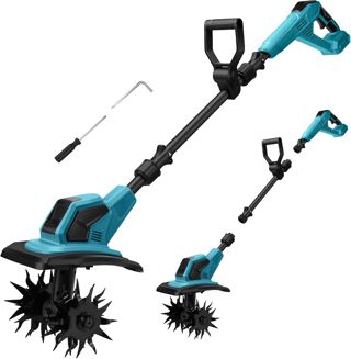 Motobineuse Électrique sans Balais 550W Compatible avec Makita 18V Batterie, Pliable, Largeur de Travail 32cm Profondeur 18cm Idéale pour Petits Massifs et Potagers (sans Batterie)