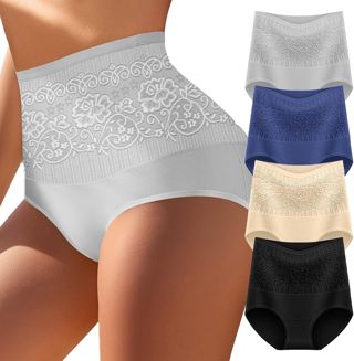 Culotte Gainante Femme Ventre Plat Gaine Amincissante Culottes Sculptantes Taille Haute Slip Dim sous-Vêtements Invisible Slips sans Couture Shapewear Lot de 4 S-XXL