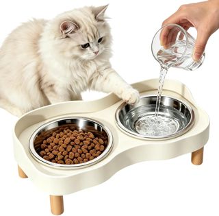 Lot de 2 gamelles surélevées en acier inoxydable pour chats et chiens