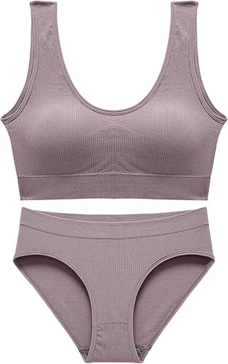 Slip Coton Femme Soutien-Gorge et Ensemble de 2 pièces pour Femmes, col en V, sans Couture, Solide, Licou, Taille Haute Boxer Femme Dim