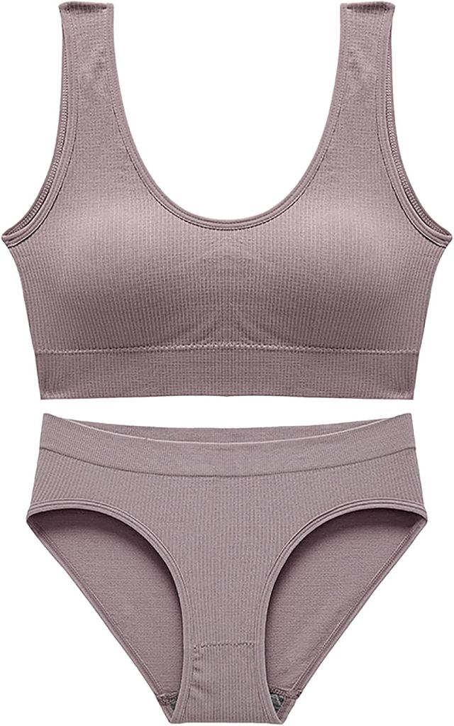 Slip Coton Femme Soutien-Gorge et Ensemble de 2 pièces pour Femmes, col en V, sans Couture, Solide, Licou, Taille Haute Boxer Femme Dim