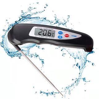 Thermomètre Cuisine, Thermomètre Numérique Digital avec Sonde Pliable, Lecture instantané Thermomètre Cuisson, Thermomètre Viande pour Nouriture, Viande, Huile, Lait, Vin, BBQ et Eau Chaude