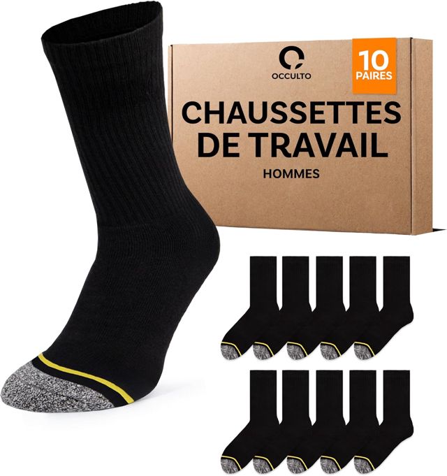 Occulto chaussettes de travail homme lot de 10 paires (modèle: Karl)