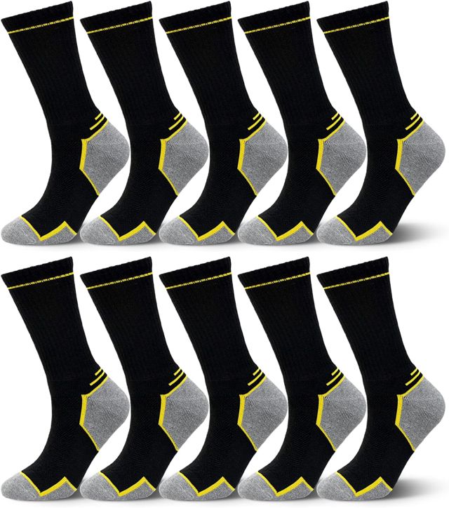 LOFIR Chaussettes de Travail Sécurité Homme: Chaussettes Renforcées pour Chaussures de Sécurité Respirantes et Résistantes pour Chantier et Tracteur 10 Paires Taille 39-50