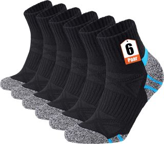 Chaussettes Courtes Homme 6 Paires, Mi-Chaussettes de Sport en Coton Respirant - Protection Anti-Frottement Cheville et Amortissantes Anti-Ampoules pour Running, Tennis