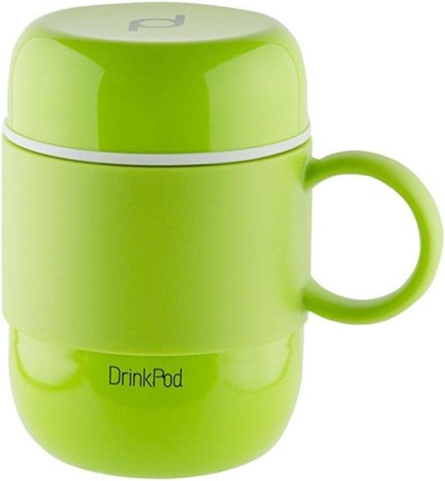 Drink Pod mug isotherme avec manche en acier inoxydable à double paroi sans BPA – 0.28L, rose, 6 heures chaud ou froid