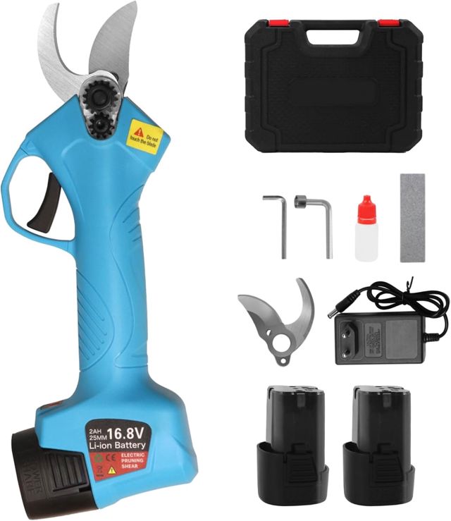 Sécateur électrique 25MM, Sécateur professionnel sans fil 16.8V Lame en Acier SK5 pour les arbres de jardin et les oliviers