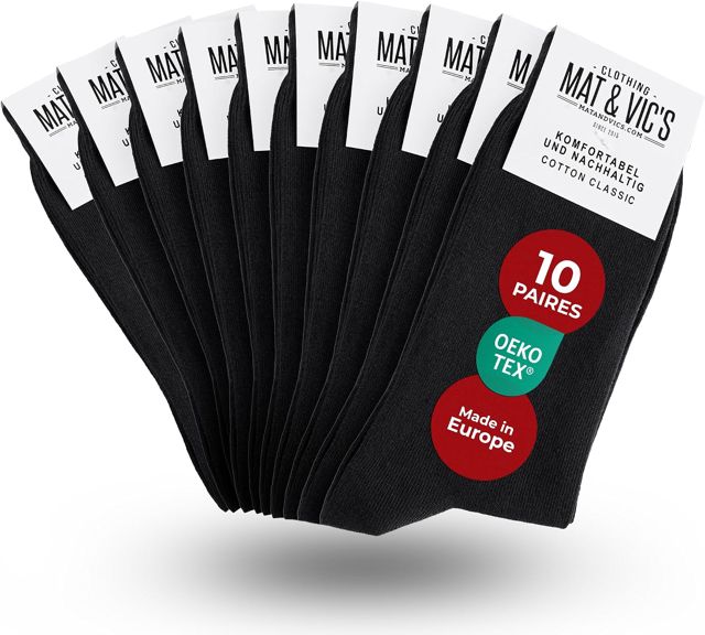 Mat & Vic's Chaussettes Homme, 5 ou 10 paires, 35-38, 39-42, 43-46, 47-50
