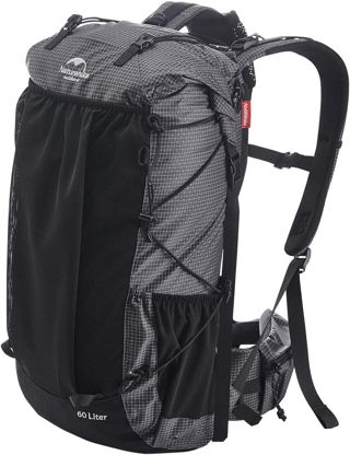 Naturehike Rocher 40+5L Internal Frame Hiking Backpack for Outdoor Camping Traveling Backpacking Backpack (Black 40+5L)