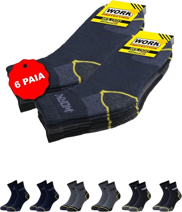 Chaussettes de Travail Homme Femme 6 Pc - Chaussette Renforcée Homme, Coton, Anti Ampoule, Respirant, Ultra Résistant