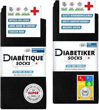 SOXCO 10 Paires chaussettes diabétiques homme, lot de 10 paires